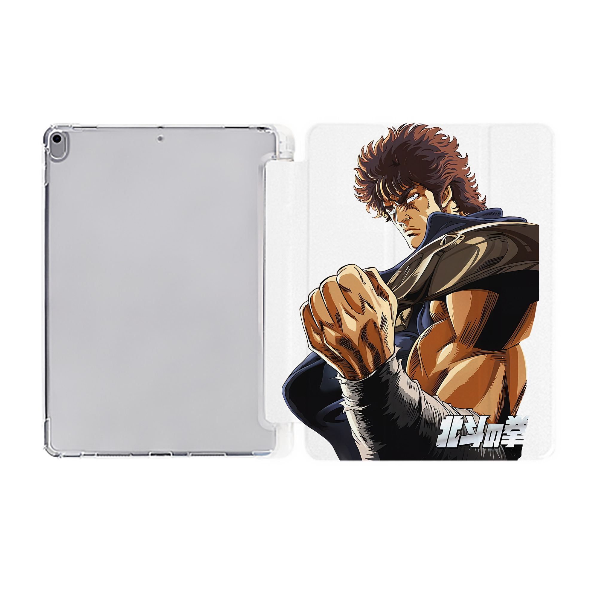 （画像用） 北斗の拳 Fist of the North Star IPad ケース ペン収納付き 三つ折りスタンド PUレザー×シリコン 対応機種9.5/10.5/10.9インチ